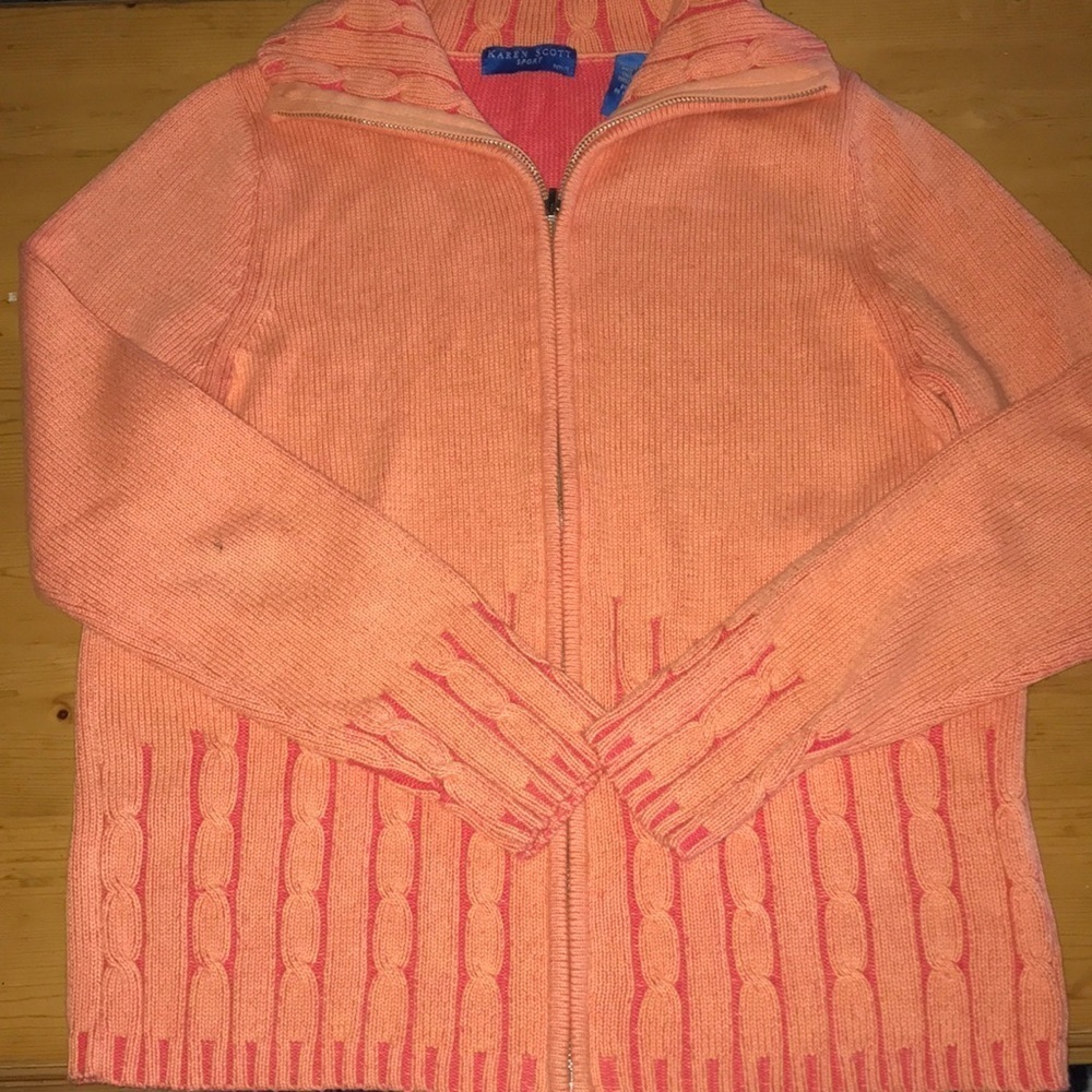 Karen Scott Sport Sweater Jacket Melon PS